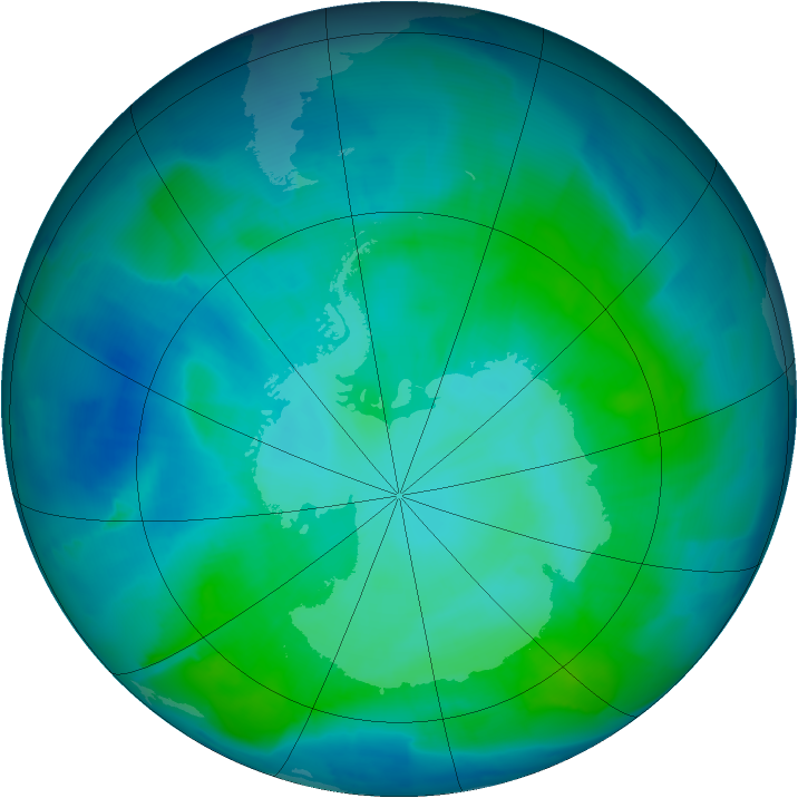 Antarctic ozone map for 26 January 2012
